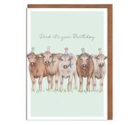 Lottie Murphy - Herd of Cows Birthday Card - ‘Herd It’s Your Birthday’ - Card for Him or Her - Designed & Printed in the UK - Luxury 300gsm Card - 12.7 x 17.7cm