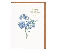 Lottie Murphy - Luxury Blue Forget Me Not Flower Birthday Card - 'Happy Birthday To You' - Gold Foil Lettering