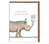 Lottie Murphy Rhino Birthday Card - 'Another Year, Another Wrinkle' - Card for Him - Card for Her
