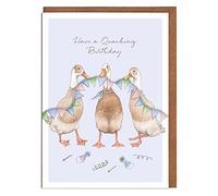 Lottie Murphy - Runner Ducks Birthday Card - ‘Have a Quacking Birthday!’ - Card for Him or Her - Designed & Printed in the UK - Luxury 300gsm Card - 12.7 x 17.7cm