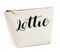 Lottie Personalised Make Up Accessory Bag In Natural Colour Black Print Birthdays Weddings Christmas Makeup