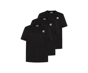 Lotto Men's T-Shirt, 2 Colours, M-5XL, Pack of 3, Cotton, Short Sleeve, black, L