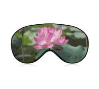 Lotu Flowers Sleep Mask Light Block-Out Eye Mask for Side Sleeper Pressure-Free Soft Night Blindfold with Adjustable Strap Breathable Sleep Eye Cover for Travel