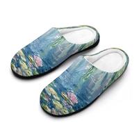 Lotues Willow Trees Water Lilies Comfy Women's Slippers Nonslip Indoor House Shoes 7-8（39-40