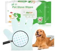 LotuFlor Dog Wipes Grooming Gloves Enhanced Cleaning Deodorizing Plant Oil Bath Wipes Waterless Cat Shampoo Pets Wipes for Paws, Butt, Face and Fur