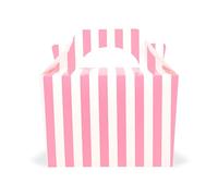 Lotus 10-Pack Baby Pink Striped Design Children/Kids Party Boxes | Fun Meal Carriers for Parties, Picnics, Weddings, and More | Adorable Favors for Birthdays, Baby Showers, and Halloween Treats
