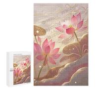 Lotus 1000 Piece Wooden Jigsaw Puzzle - Aquatic Blossom Design for Adults, Meditative Mindfulness Activity, Quality Time with Family, Finished Size 20 x 30 Inches