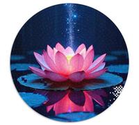 Lotus 1000 Pieces A Pure White Lotus Flower Jigsaw Puzzle Round DIY Unique Puzzle Games 1000pcs (67.5x67.5cm)