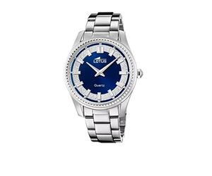 Lotus 18898/4 Women's Stainless Steel Watch in Silver/Blue 38 mm Water Resistant 5 Bar, Silver-Blue