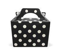 Lotus 20 x Polka Dots Spotty Children/Kids Party Boxes Carry Food Meal Fun Picnic Birthday Wedding Favour/Baby Shower Party Halloween Trick or Treat Box Loot Bag (Black)