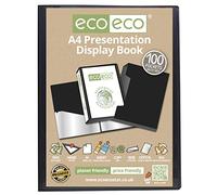 Lotus A4 Display Book - 100 Pockets Black Premium Presentation Folder, Versatile Document Organizer for Professionals, Business, Students, Projects, School, College & Home Office Use - 78267 (1 Book)