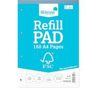 Lotus A4 Everyday FSC Refill Pad, 160 Pages, Lined with Margin, 4-Hole Punched, Perforated Easy-Tear Glue-Bound Writing Pad for School, College, Home & Office