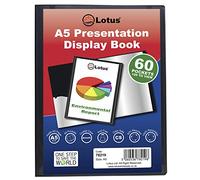 Lotus A5 60-Pocket Black Presentation Display Book - Organize & Showcase Your Documents with Style| Ideal for Professionals, Students, Schools & Colleges- for Organized Document Presentation(78219)