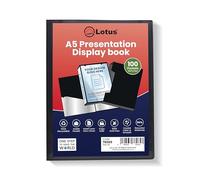 Lotus A5 Display Book - 100 Pockets Premium Black Presentation Folder for Professionals, Business, Students, Projects,School & Home Organization-Ideal for Documents, Reports & Artwork-78265(12 Books)