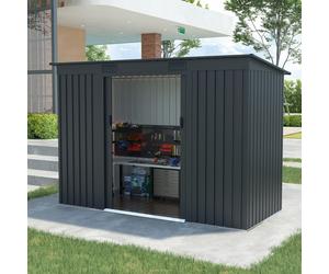 Lotus Adonis Pent Metal Garden Shed - 9x4ft - Anthracite Grey