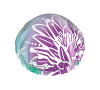 Lotus And Dragonfly Double Layer Waterproof Shower Cap, Extra Large Soft Elastic Band, Reusable Bath Cap For Women Men,Full Print Design