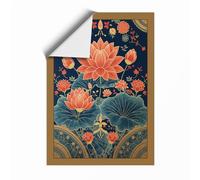 Lotus and Lily Pads Botanical Unframed Wall Art Print A1 (84.1×59.4cm), Wall Decor for Living Room, Bedroom, Office & Home, Art Gift