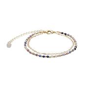 Lotus and Luna 2MM Master Healer Energy Chakra Healing Dainty Layered Bracelet with Real Stones Jade, Pearl, Rose Quartz, Amethyst, Moonstone, 8 inch, Master Manifestor (Gold), Agate