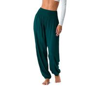 Lotus and Luna Women's Harem Pants Thai Pants for Beach & Lounge High Waisted Flowy Boho Pants Genie Pants Yoga Pants, Rainforest, Large