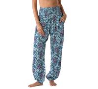 Lotus and Luna Women's Harem Pants Thai Pants for Beach & Lounge High Waisted Flowy Boho Pants Genie Pants Yoga Pants, Terra, M