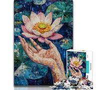 Lotus Art Jigsaw Puzzles for Adults 1000 Piece,Help The Brain Exercise Addictive Toys to Cultivate Patience Suitable for Couples 50x75cm