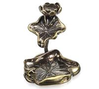 Lotus Backflow Incense Burner Brass Desktop Decor Holder Figurine