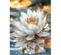 Lotus beauty Diamond Art Kits for Adults, 5D Full Drill Crystal Diamond Painting Complete Set, Cross Stitch Mosaic Gem Art Craft for Home Wall Decor 14x20 in, Modern Adult Crafts Relaxing Gifts 0j-289