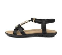 Lotus Bettina Margarita Black Womens Flat Sandals in a Plain in Size 4