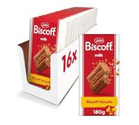 Lotus Biscoff Belgian Milk Chocolate, With Biscoff Biscuit Pieces, 16 Individually Wrapped 180g Bars, 2.9kg