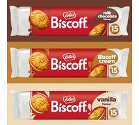Lotus Biscoff Cream Biscuits 3 Packs - Biscoff Cream, Milk Chocolate, Vanilla Flavour. Every Lotus Biscoff Biscuit is Vegan, Halal and Kosher. Lotus Biscuits Multipacks.