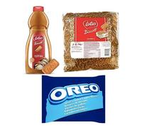 Lotus Biscoff Topping Sauce 1kg Squeezy Bottle and Lotus Biscoff Crushed Crumbs 750g Oreo Vanilla Crumb 400g Ultimate Dessert Combo Bundle