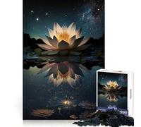 Lotus Bloom And Stars 1000-piece Puzzle for Teenagers Sharp Mind Serene Game Family Pastime Perfect Art (38x26cm)