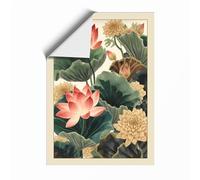Lotus Bloom in Silence Japandi Unframed Wall Art Print A4 (29.7×21cm), Wall Decor for Living Room, Bedroom, Office & Home, Art Gift