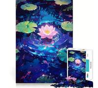 Lotus Bloom in Water Paint Jigsaws 1000 Pieces for Adults Sharp Thinking Smooth Thick Fun Activity Home Display (38x52cm)