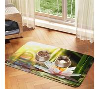 Lotus Blossom Print Pet Feeding Mat For Dogs & Cats Absorbent Waterproof Dog Food Mat Non-Slip Pet Bowl Placemat Quick Dry Floor Protector Leather Tablecloth