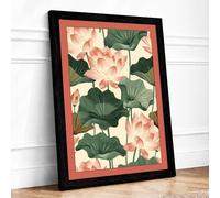 Lotus Blossom Study Botanical Framed Wall Art Print A2 (59.4×42cm) Black, Wall Decor for Living Room, Bedroom, Office & Home, Ready to Hang, Art Gift
