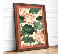 Lotus Blossom Study Botanical Framed Wall Art Print A2 (59.4×42cm) Walnut, Wall Decor for Living Room, Bedroom, Office & Home, Ready to Hang, Art Gift