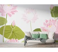 Lotus Botanical Wall Mural, Self-Adhesive Peel & Stick Wallpaper, Floral Watercolor Design Photo Wallpaper for Living Room & Bedroom (200x140 cm), M-870