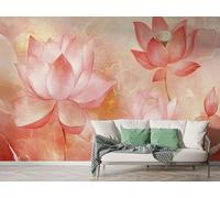 Lotus Botanical Wall Mural, Self Adhesive Wallpaper Peel and Stick, Watercolor Floral Home Decor Photo Wallpaper, Silk Cloth Wall Sticker for Living Room & Bedroom, 200x140 cm - M-828
