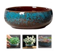 Lotus Bowl Planter,Ceramic Lotus Flower Bowl,Large Caliber Flow Glaze Daffodil Pot,Lotus Water Lily Succulent Household Simple Ceramic Basin,Sacred Bonsai Hydroponic Container