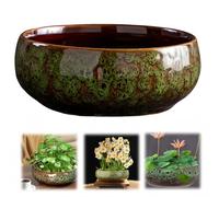 Lotus Bowl Planter,Ceramic Lotus Flower Bowl,Large Caliber Flow Glaze Daffodil Pot,Lotus Water Lily Succulent Household Simple Ceramic Basin,Sacred Bonsai Hydroponic Container