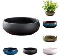 Lotus Bowl Planter for Indoor Water Planting, Hydroponic Container with Lotus Flower Design, Growing Lotus Seeds in Water, Decorative Aquatic Plant Bowl for Home, Patio, Zen Garden Decor (Black)