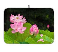 Lotus Bud Flower Microfibre Dish Drying Mat Lotus Japan Absorbent Dish Drying Drainers Mats for Kitchen Spoon Glass Plate 40.6 x 45.7 cm