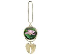 Lotus Car Hanging Ornament Rear View Mirror Pendant Lucky Presents Hanging Ornament Funny Car Pendant for Office Auto Home Decoration Golden-style