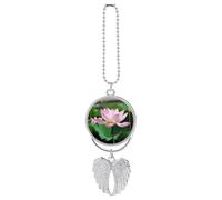 Lotus Car Hanging Ornament Rear View Mirror Pendant Lucky Presents Hanging Ornament Funny Car Pendant for Office Auto Home Decoration Silver-style