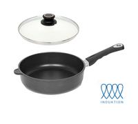 Lotus Cast Iron Pan High-Rim Pan Ø24cm Induction B18.5cm H7.5cm Germany +Lid