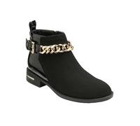 Lotus Chain Trim Ankle Boots Gold