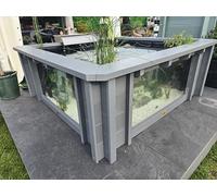 Lotus Clear View Garden Aquarium - Square Raised Garden Pond with Windows (Light Grey)