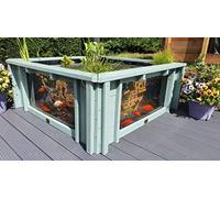 Lotus Clear View Garden Aquarium - Square Raised Garden Pond with Windows (Seagrass Green)