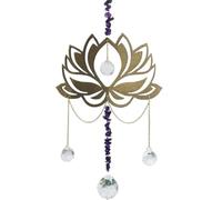 Lotus Crystal Sun Catcher with Amethyst Beads - Hanging Window Prism for Home Decor, Meditation, Energy Balancing(Bronzelotus+Amethyst)